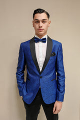 Abito Taglio Smoking damascato blu e nero