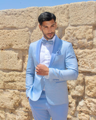 Abito taglio smoking  Glitterato celeste