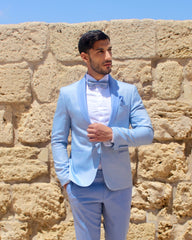 Abito taglio smoking  Glitterato celeste