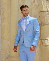 Abito taglio smoking  Glitterato celeste