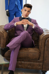 Abito taglio smoking Viola con Reverse blu