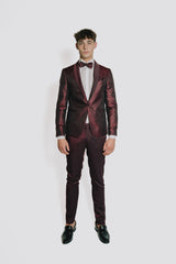 Abito taglio smoking bordeaux damasco