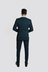 Abitio blu con Reverse e gilet bianco damascato