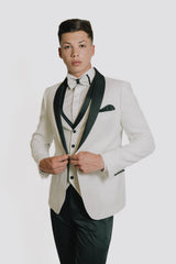 Abito taglio smoking glitterato bianco