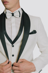 Abito taglio smoking glitterato bianco