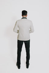 Abito taglio smoking glitterato bianco