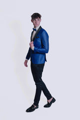 Abito Taglio Smoking damascato blu e nero