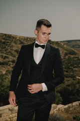 Abito taglio smoking nero Glitterato