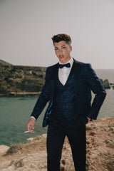 Abito Taglio Smoking Slim/Fit blu GLITTERATO